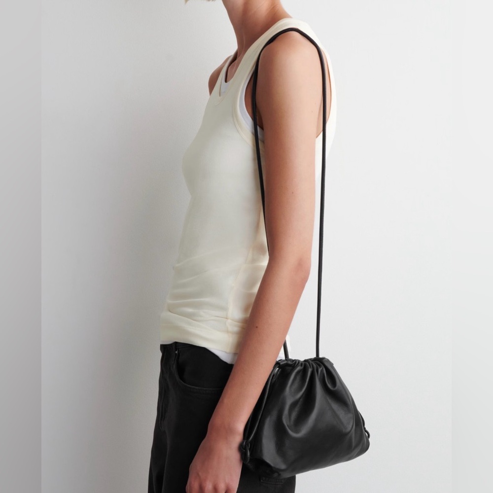 COS mini cavatelli cBlack Leather Shoulder Bag / gather clutch bag BNWT